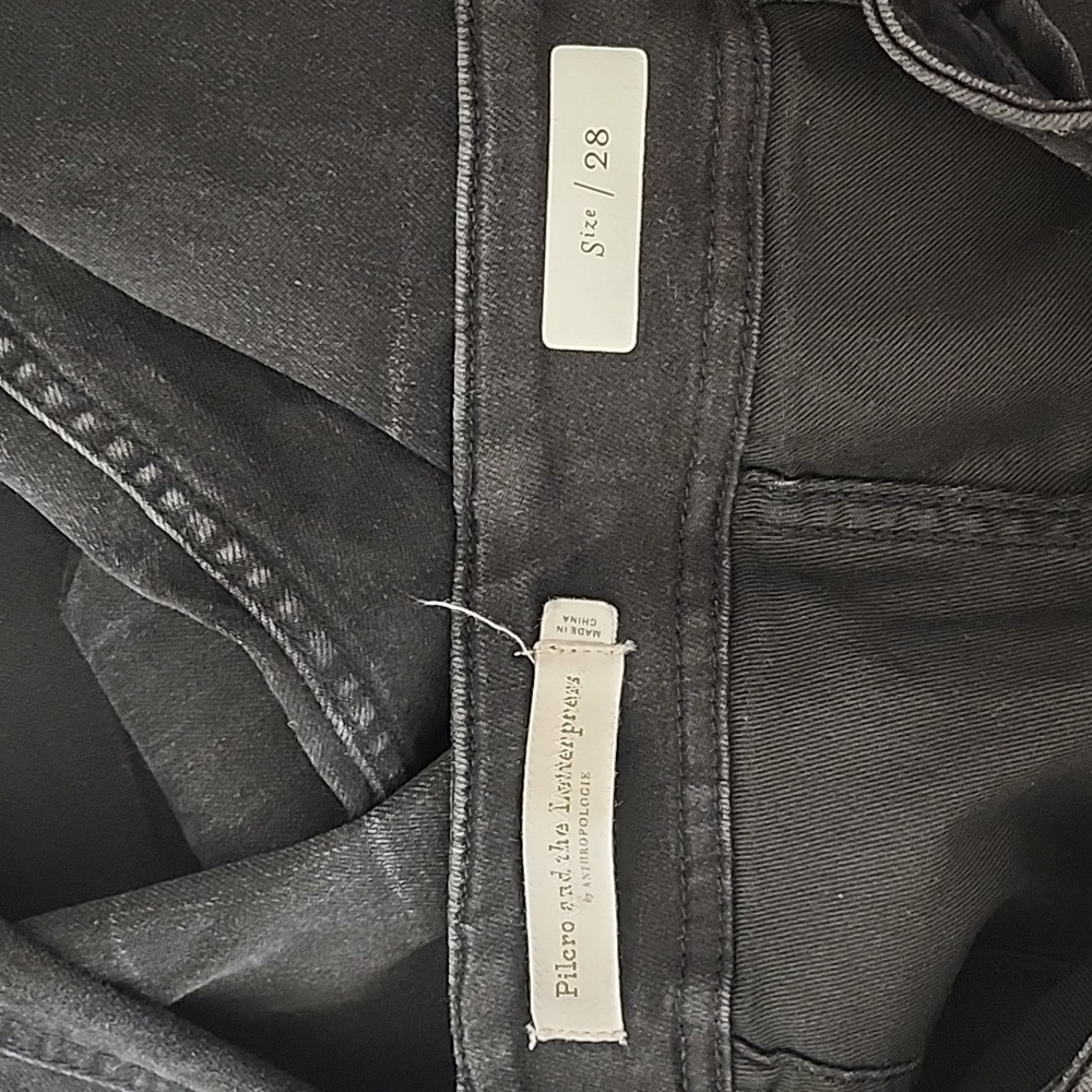 Anthropologie  Patch Pocket Pilcro The Icon Wide Leg Flare Jeans Black  28 - Picture 16 of 16